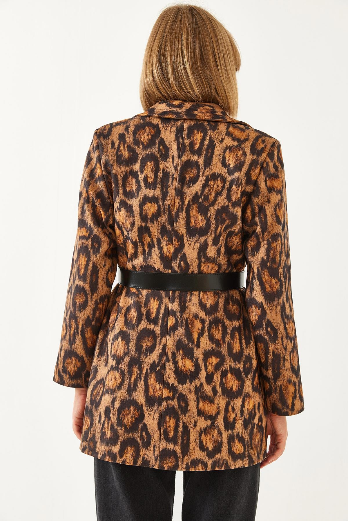 Premium Kaşe Leopar Ceket MBMS043 60501043 - Camel CEKET modelleri