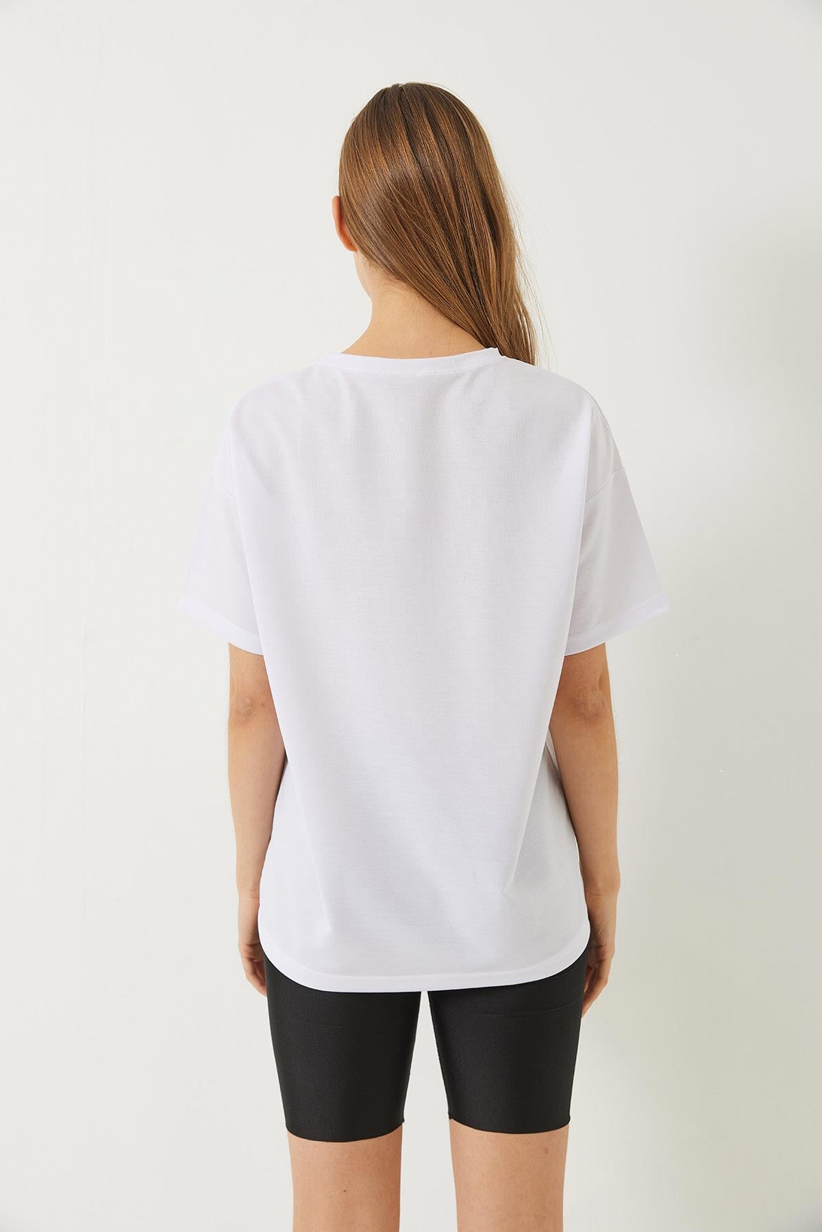 Teddy Nakışlı Salaş Basic T-Shirt 60284019 - Beyaz