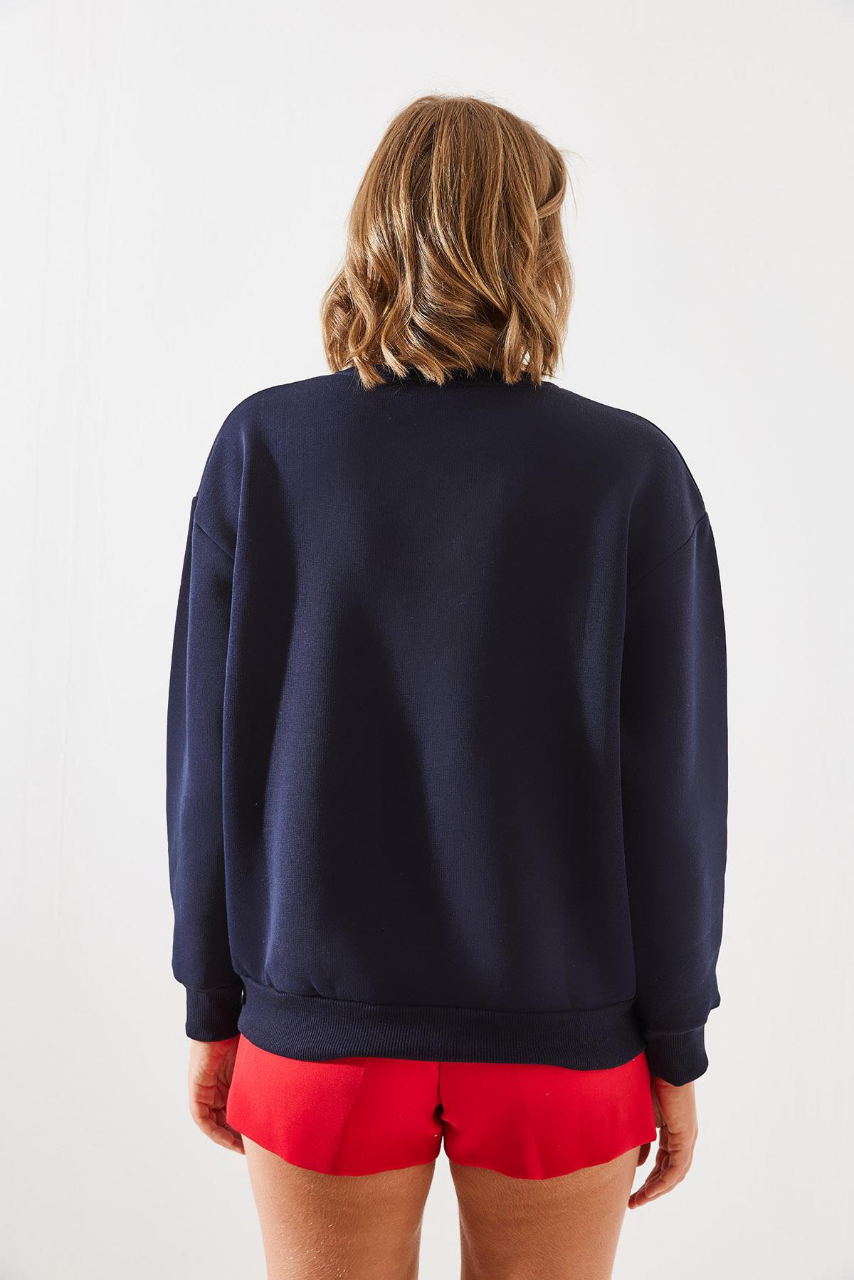 Üç İplik Şardonlu In Love Sweatshirt MBHS008 60601008 - Lacivert