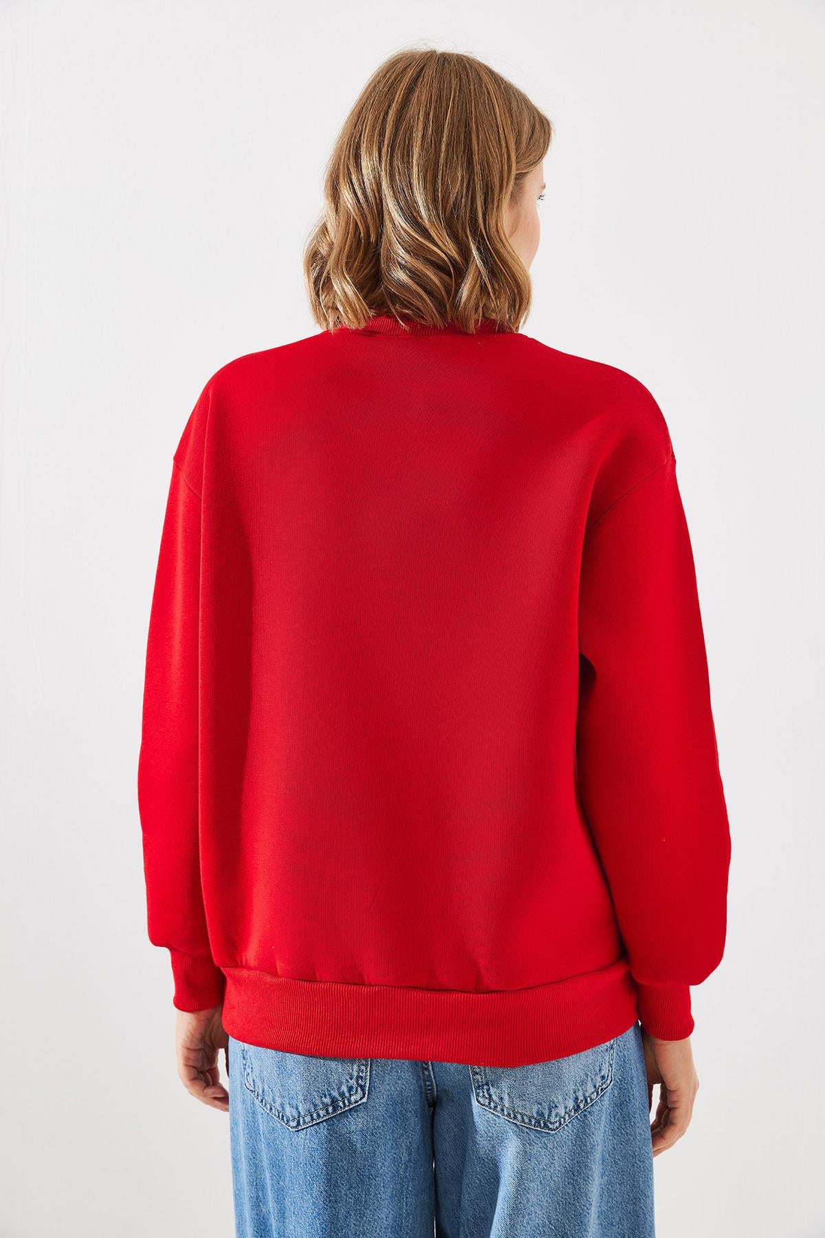 Üç İplik Şardonlu Palm Springs Tenis Vintage Kolej Sweatshirt MBHS002 60601002 - Kırmızı