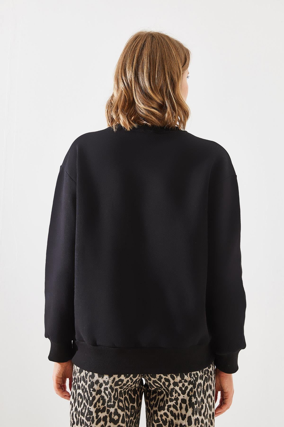 Üç İplik Şardonlu Palm Springs Tenis Vintage Kolej Sweatshirt MBHS002 60601002 - Siyah