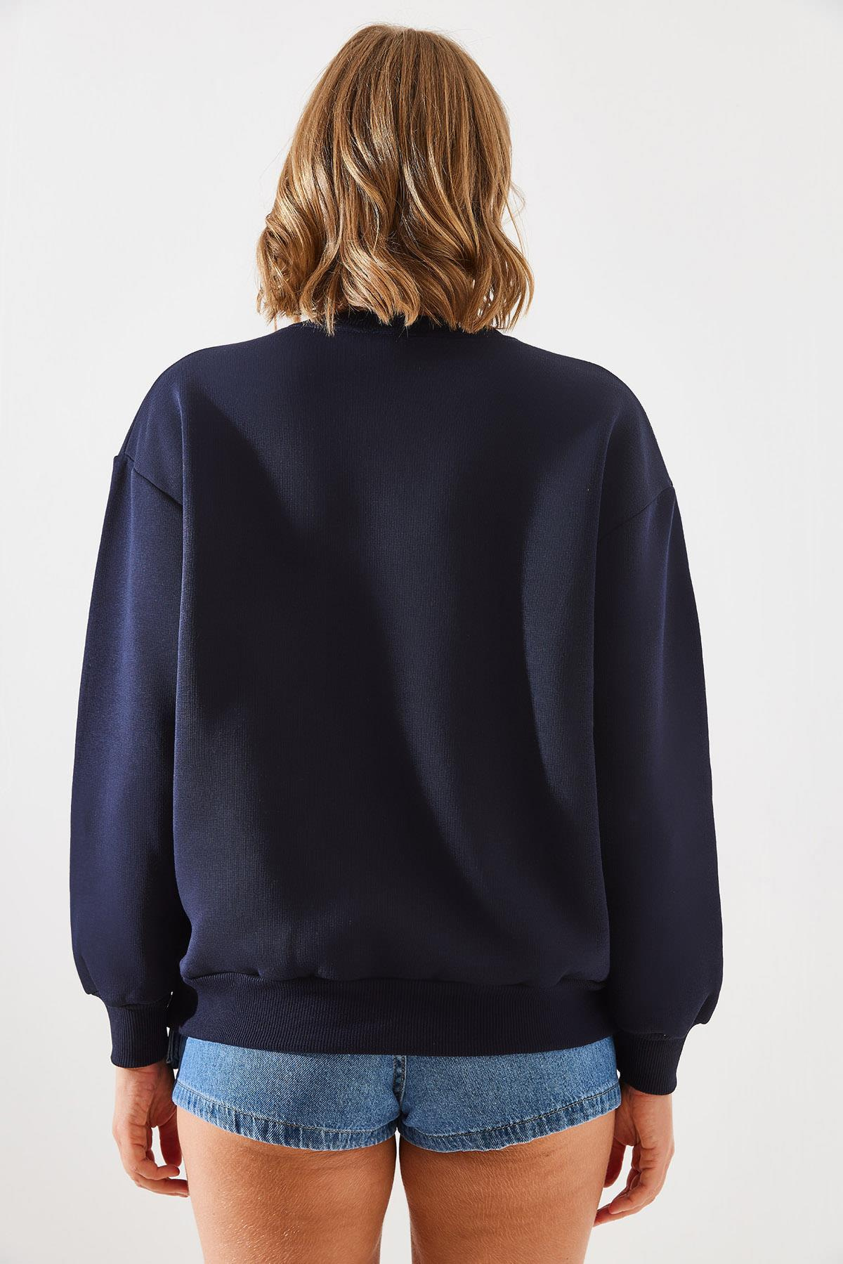 Üç İplik Şardonlu Palm Springs Tenis Vintage Kolej Sweatshirt MBHS002 60601002 - Lacivert