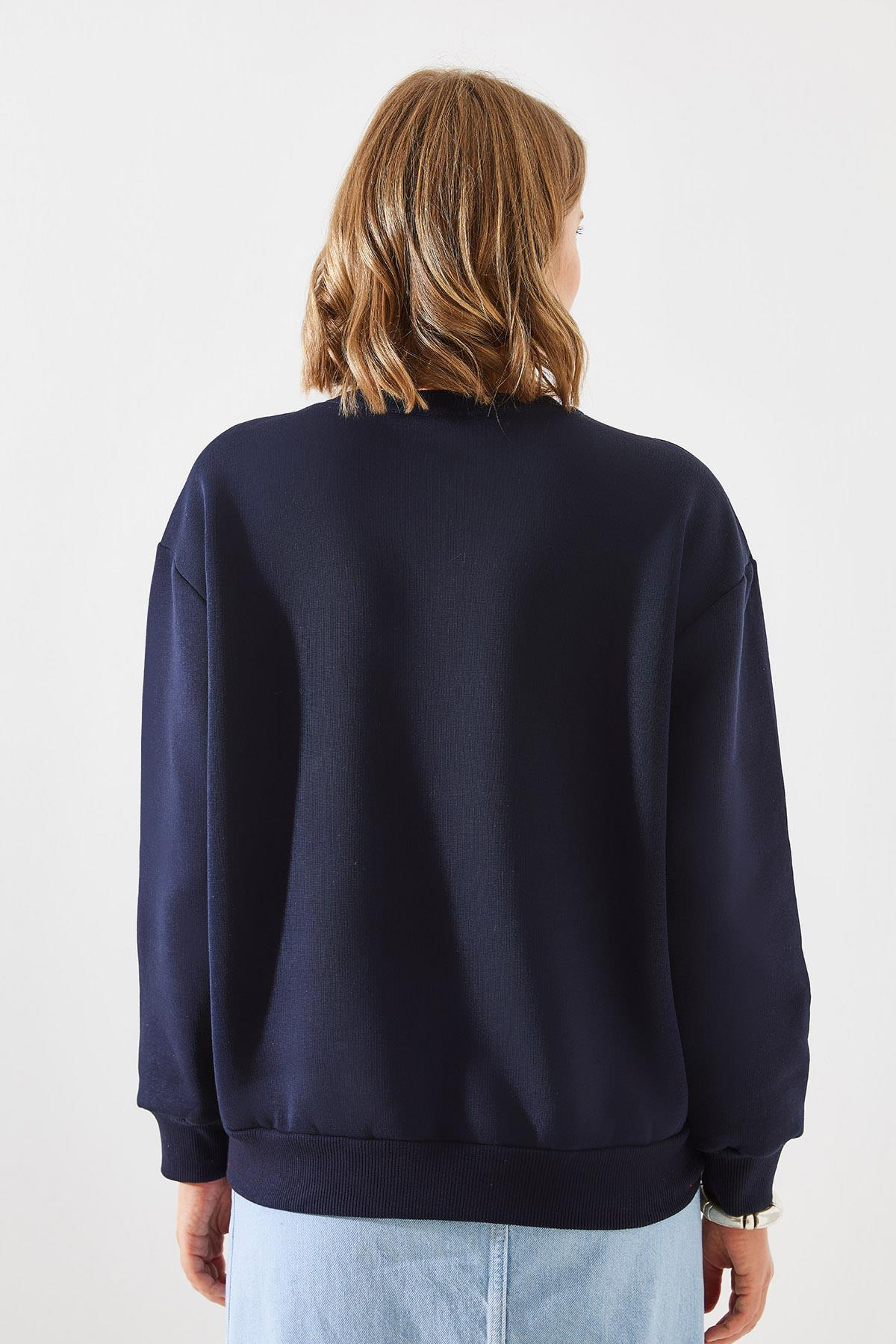 Üç İplik Şardonlu San Francisco Baskılı Sweatshirt MBHS006 60601006 - Lacivert