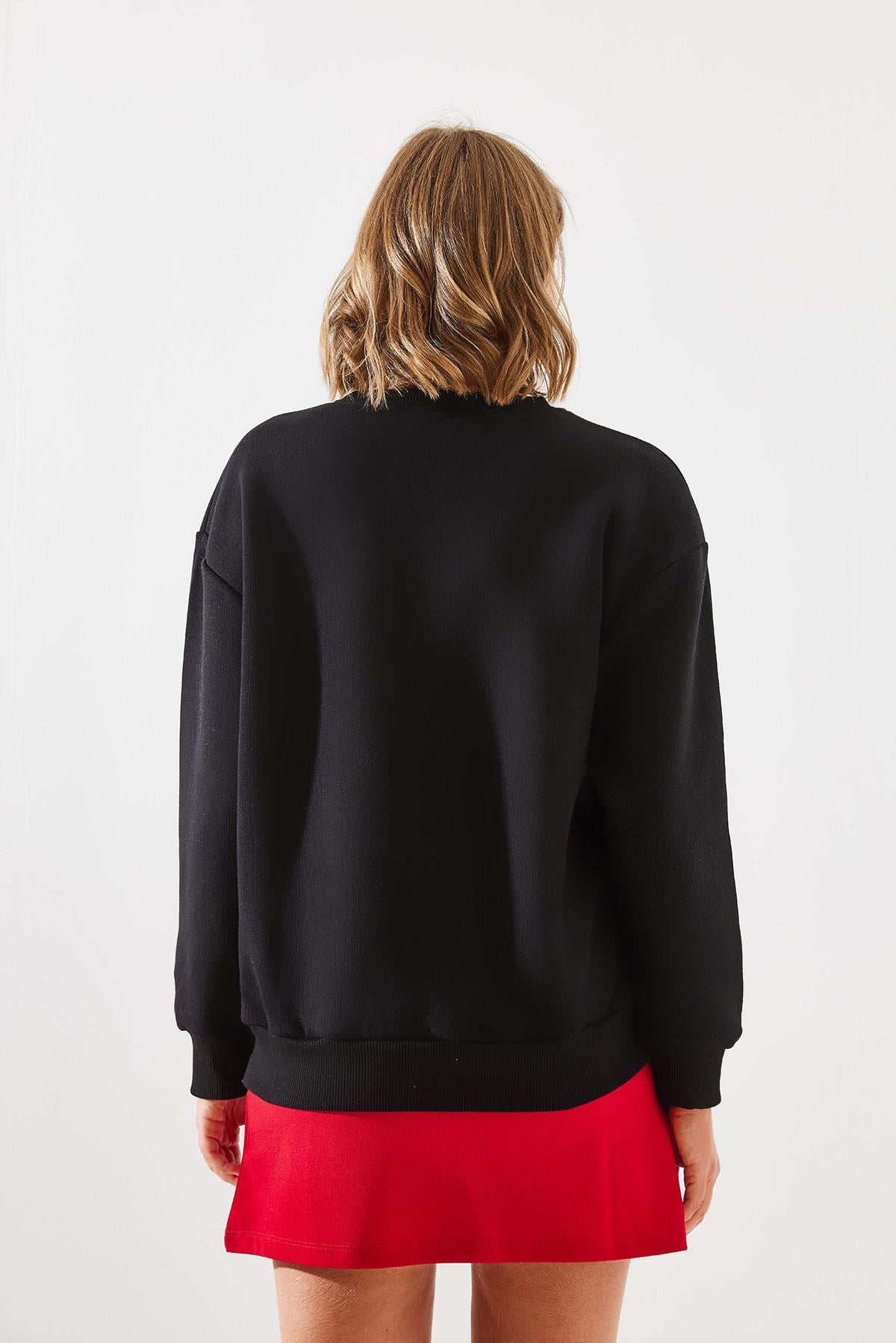 Üç İplik Şardonlu San Francisco Baskılı Sweatshirt MBHS006 60601006 - Siyah