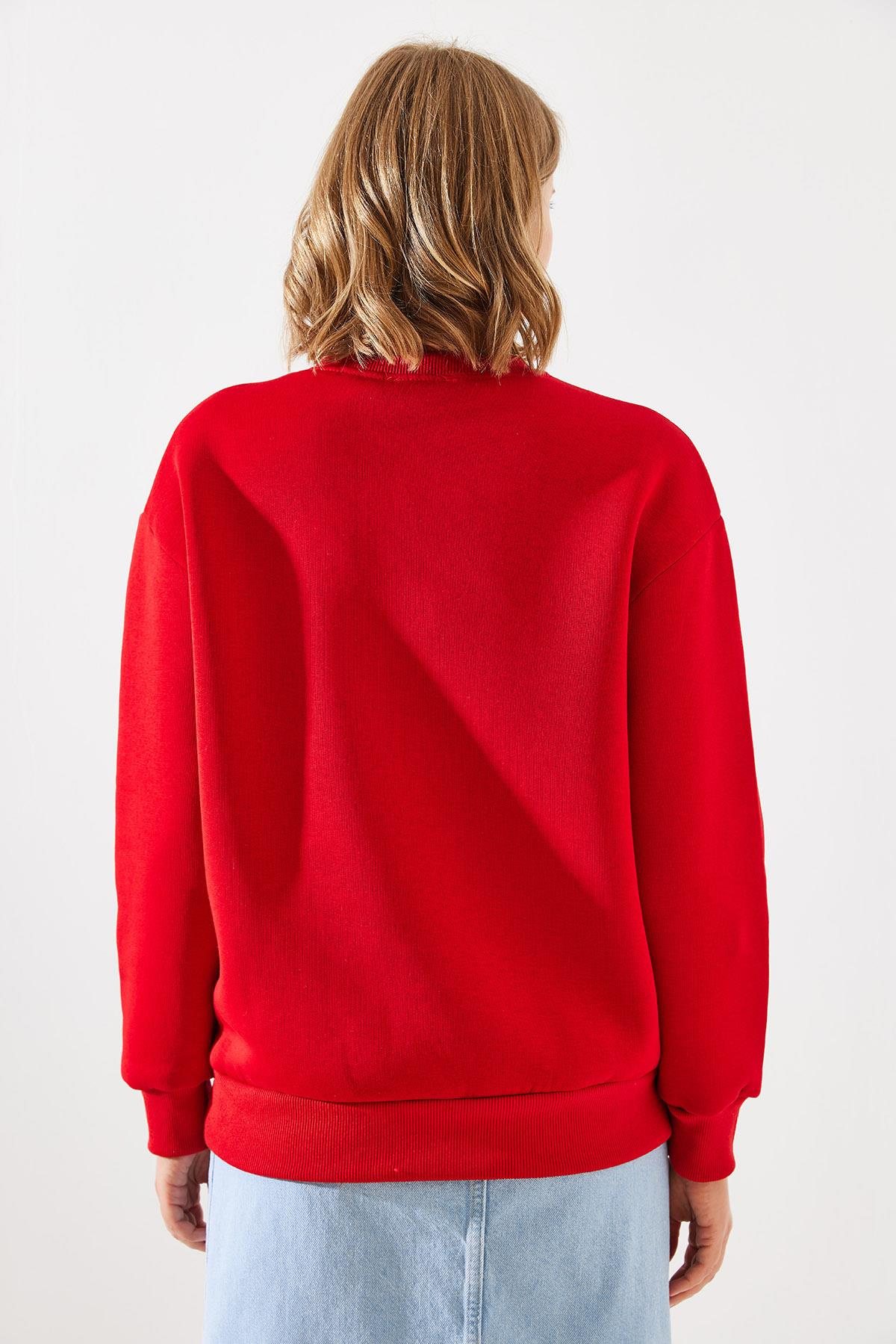 Üç İplik Şardonlu San Francisco Baskılı Sweatshirt MBHS006 60601006 - Kırmızı