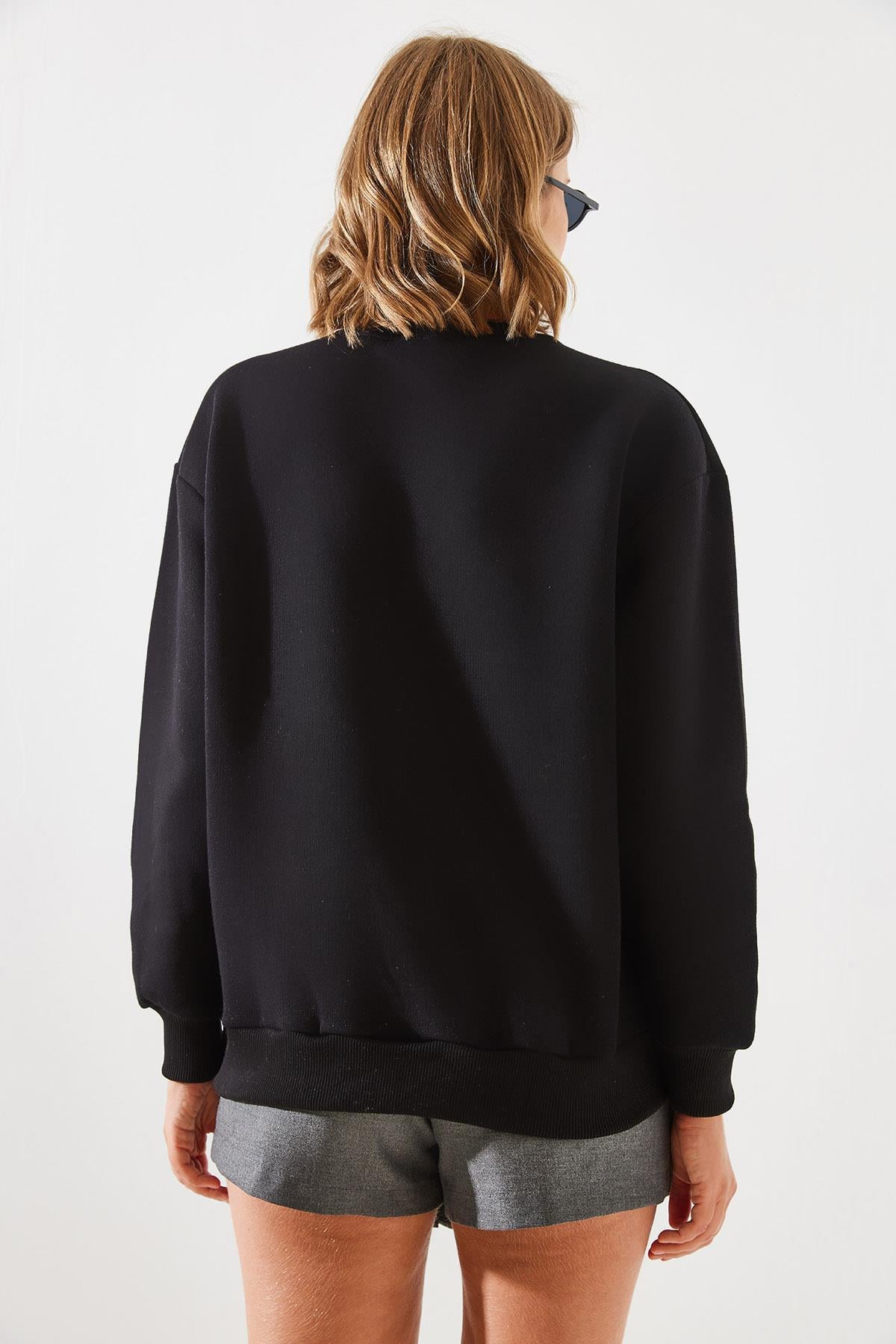 Üç İplik Şardonlu The 1997 Baskılı Sweatshirt MBHS009 60601009 - Siyah