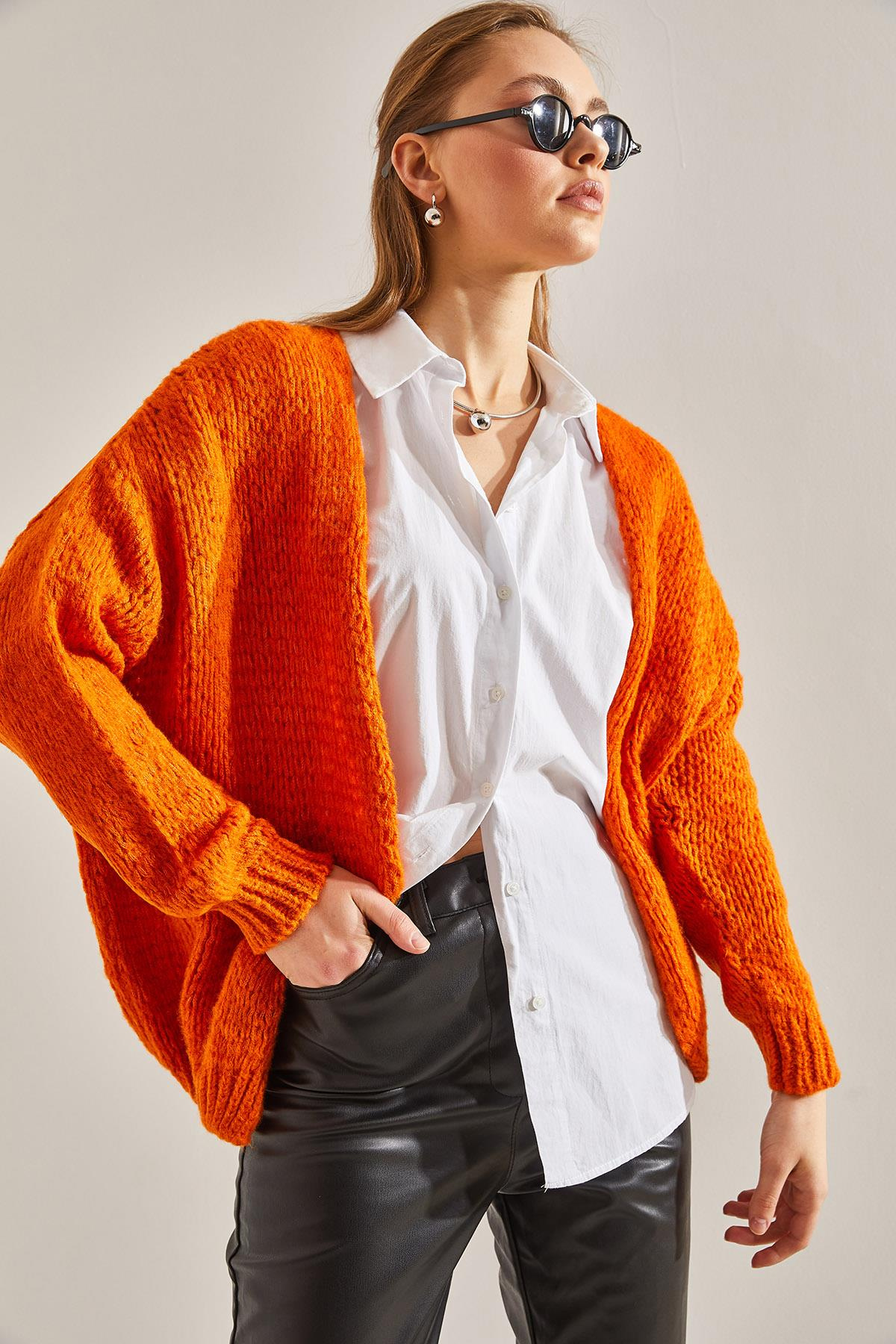 Yumoş Triko Hırka - turuncu HIRKA modelleri