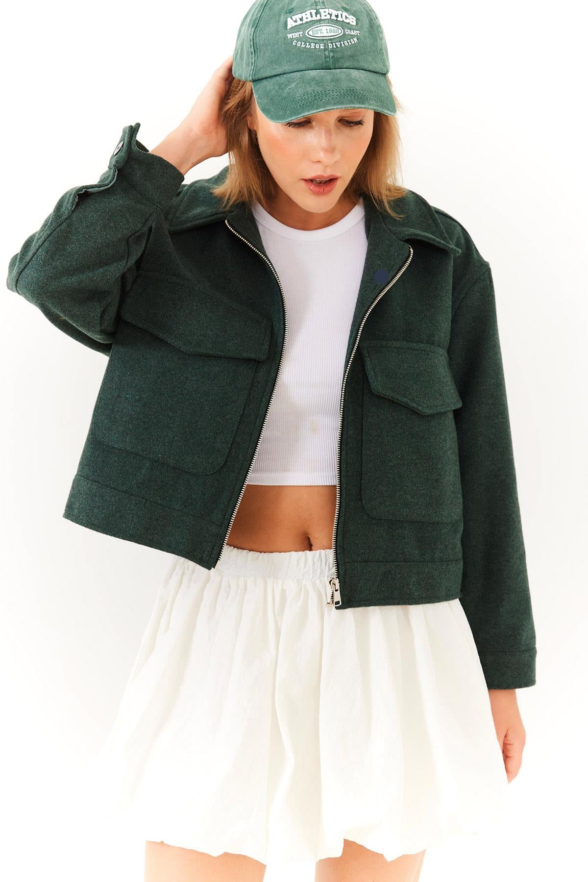 Yumuşak Kaşe Crop Ceket MBMS013 60501013 - Haki