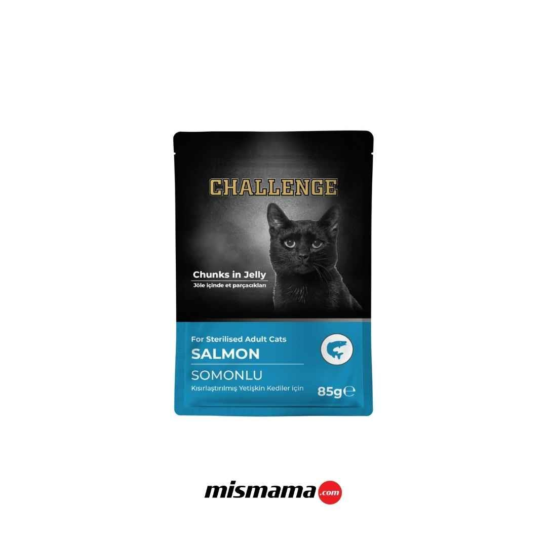 Challenge Pouch Jöle İçinde Parça Somonlu Kısırlaştırılmış Kedi Konservesi 85gr