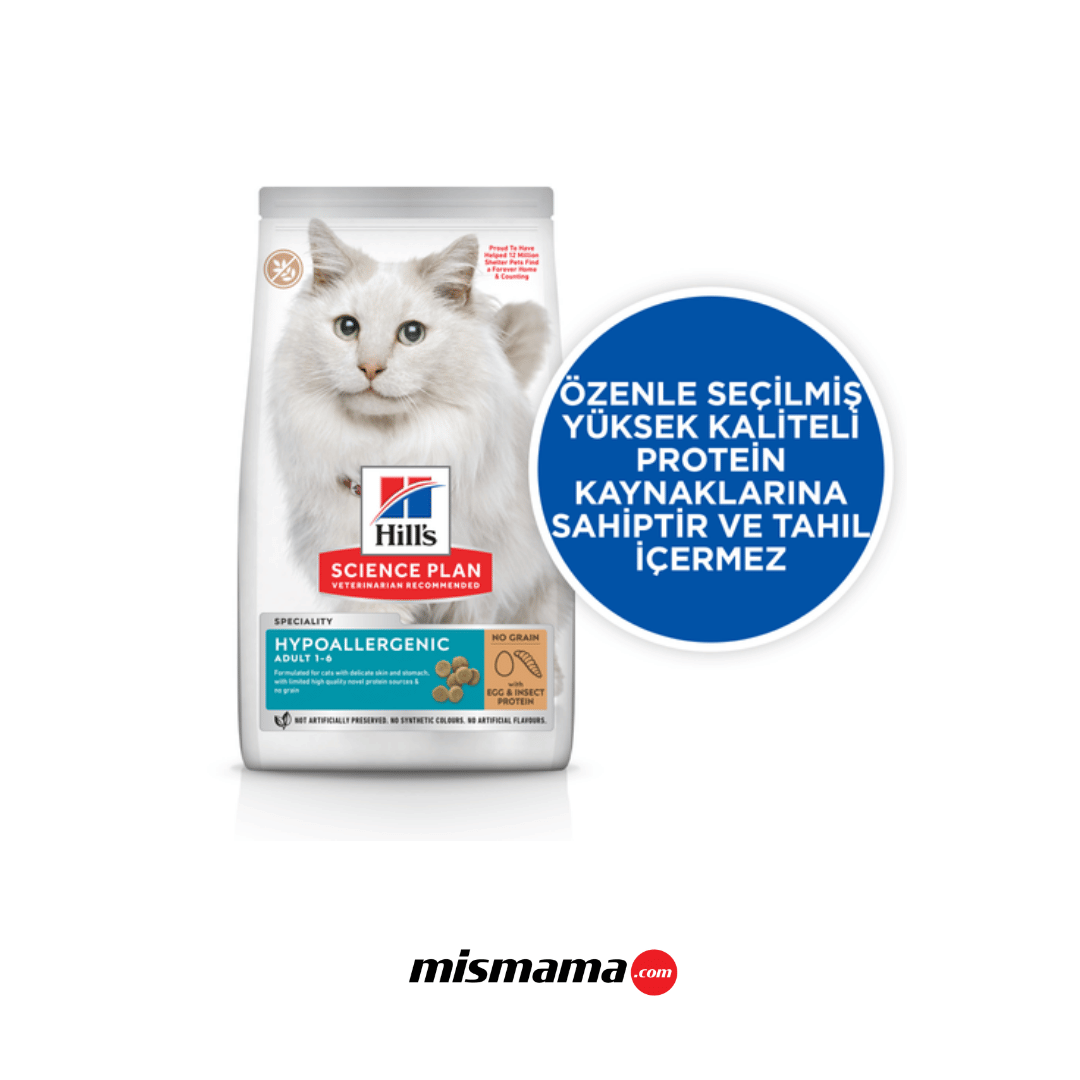 Hill's SCIENCE PLAN Hipoalerjenik Yumurta ve Böcek Proteinli Tahılsız Yetişkin Kedi Maması 1,5kg