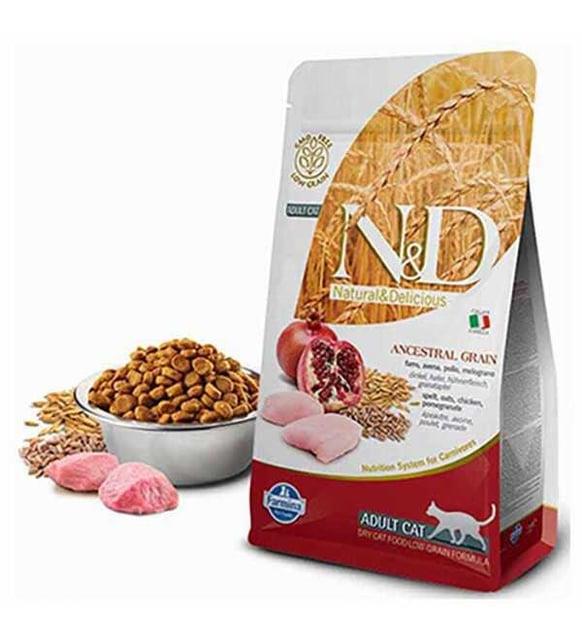 N&D Ancestral Grain Tavuklu ve Narlı Ata Tahıllı Yetişkin Kedi Maması 5kg