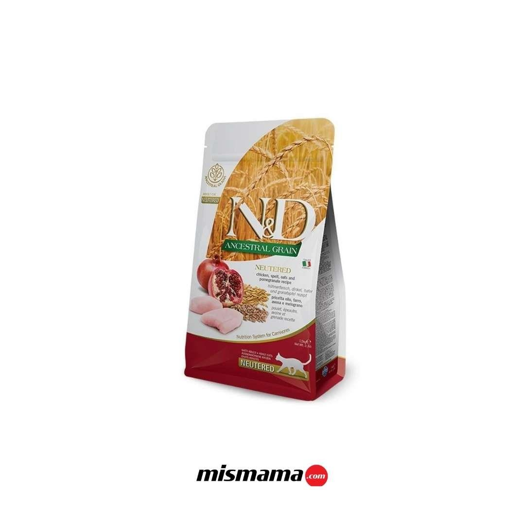 N&D Ancestral Grain Tavuklu ve Narlı Ata Tahıllı Kısırlaştırılmış Kedi Maması 1,5kg