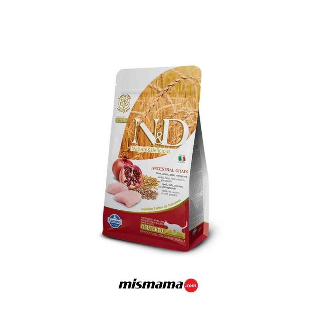 N&D Ancestral Grain Tavuklu ve Narlı Ata Tahıllı Kısırlaştırılmış Kedi Maması 10kg