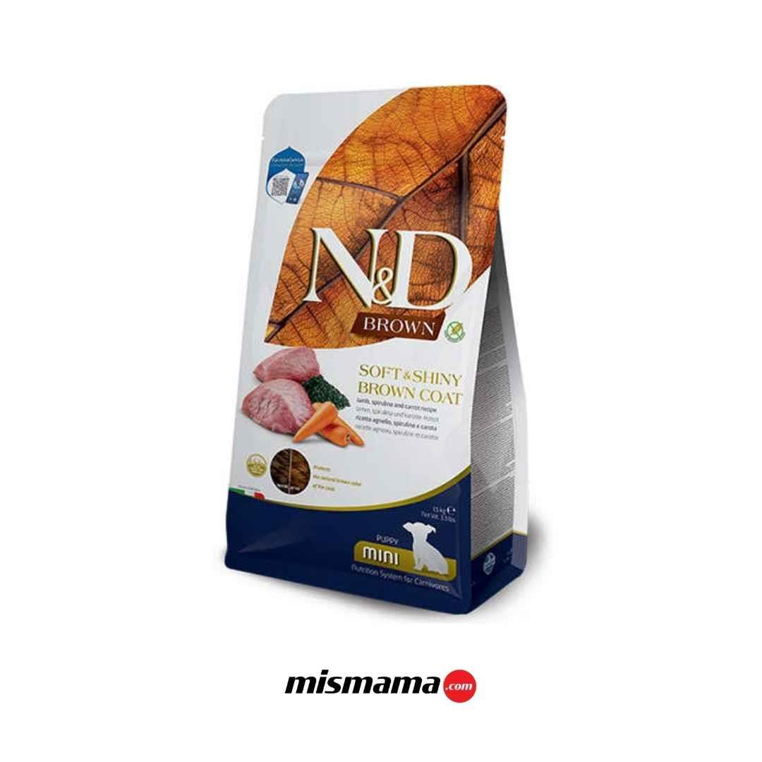 ND Brown Mini Puppy Kuzu ve Havuç Kahverengi Tüylü Mini Irk Tahılsız Yavru Köpek Maması 1,5 Kg