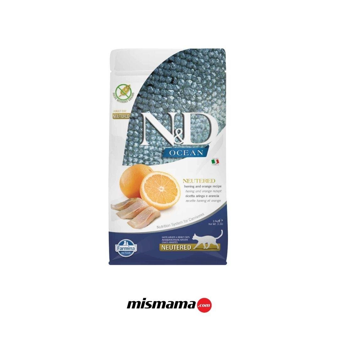 N&D Ocean Morina Balıklı ve Portakallı Ata Tahıllı Yetişkin Kedi Maması 1,5kg