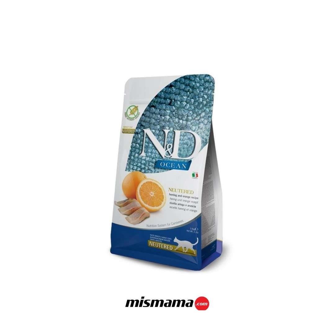 N&D Ocean Ringa Balıklı ve Portakallı Tahılsız Kısırlaştırılmış Kedi Maması 1,5kg