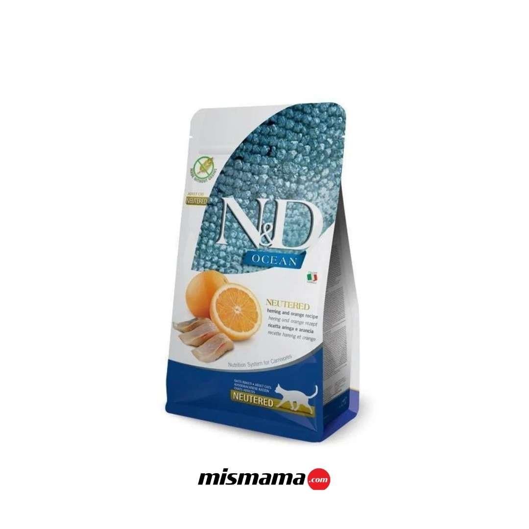 N&D Ocean Ringa Balıklı ve Portakallı Tahılsız Kısırlaştırılmış Kedi Maması 5kg