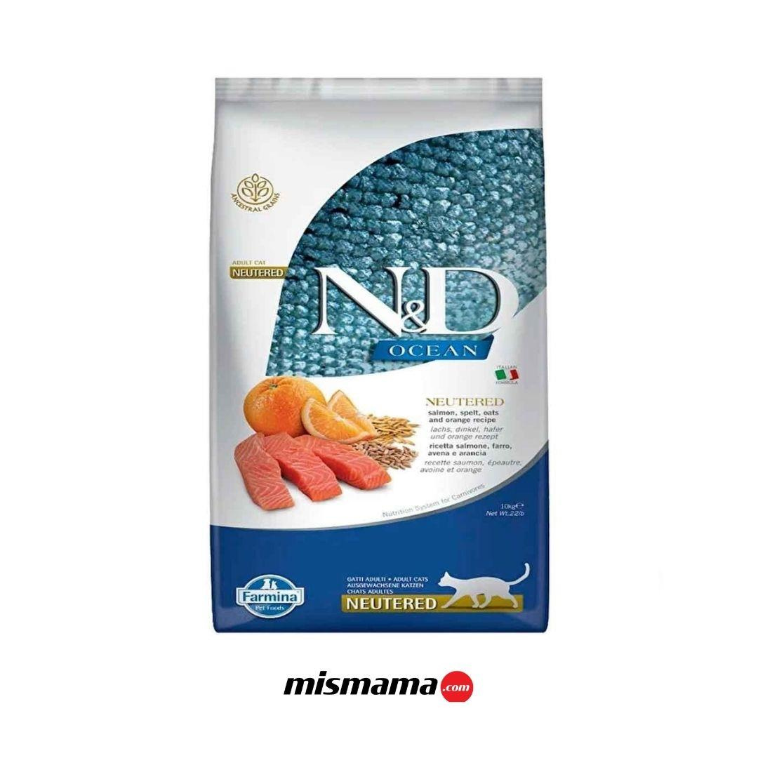 N&D Ocean Somonlu ve Portakallı Ata Tahıllı Kısırlaştırılmış Kedi Maması 10kg