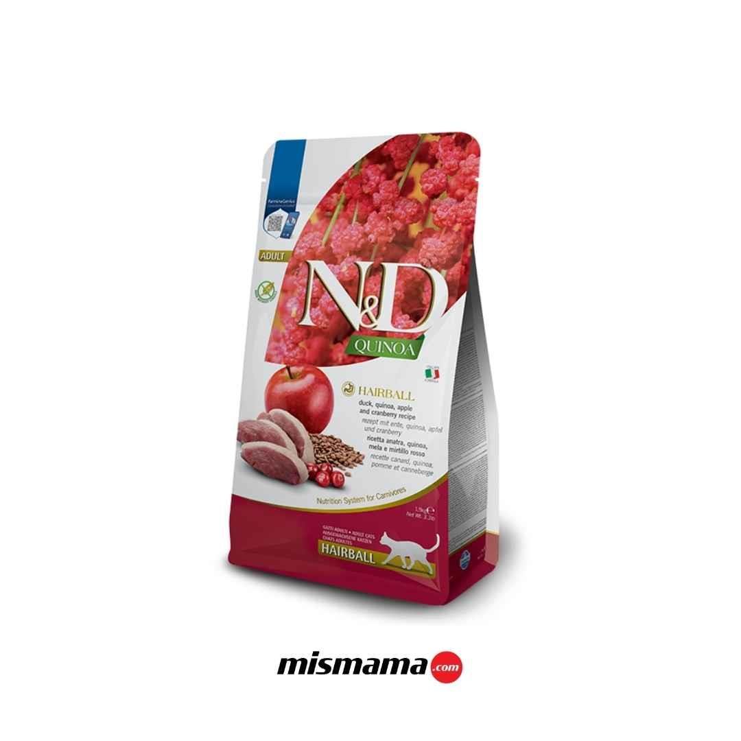 ND Quinoa Hairball Ördek Etli Kinoa ve Elmalı Yetişkin Kedi Maması 1,5 Kg