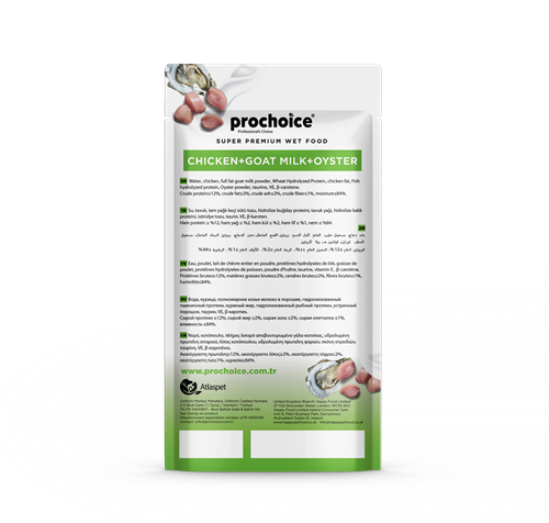 Prochoice Creamy Kediler İçin Tavuklu, Keçi Sütlü ve İstridyeli Sıvı Ödül Maması 4x15 gr