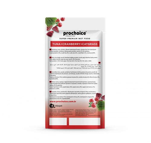 Prochoice Creamy Kediler İçin Tuna Balığı, Kızılcık ve Kedi Otlu Sıvı Ödül Maması 4x15 gr