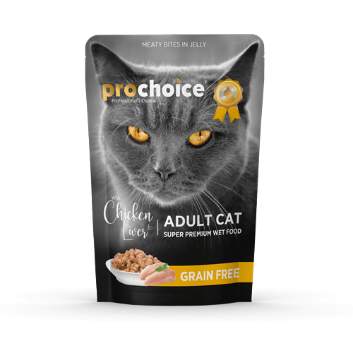 Prochoice Yetişkin Kediler İçin, Tahılsız, Jöle İçinde Tavuk Ve Ciğer Parça Etli Yaş Mama 85 gr