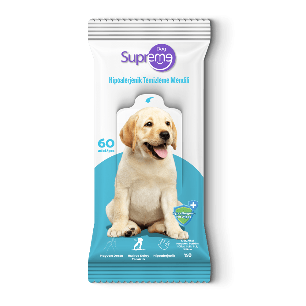 Supreme Dog Hypo-Allergenic Köpekler için Temizleme ve Bakım Mendili (60'lı)