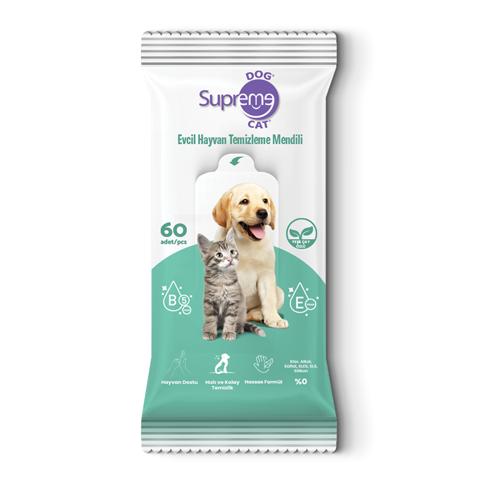 Supreme Dog Kedi ve Köpekler İçin Temizleme ve Bakım Mendili (60'lı)
