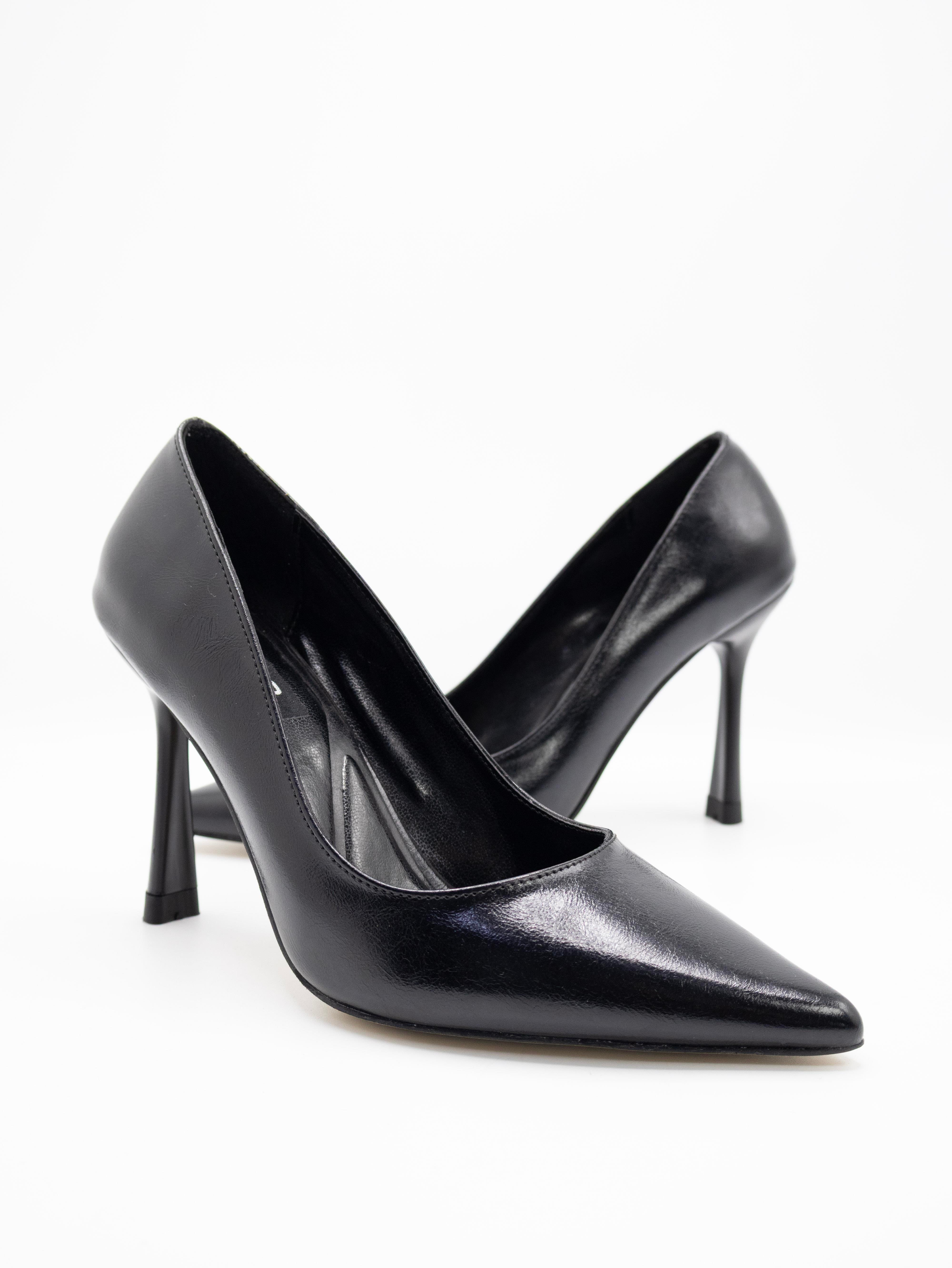 Pamela Kırışık Cilt Stiletto Siyah