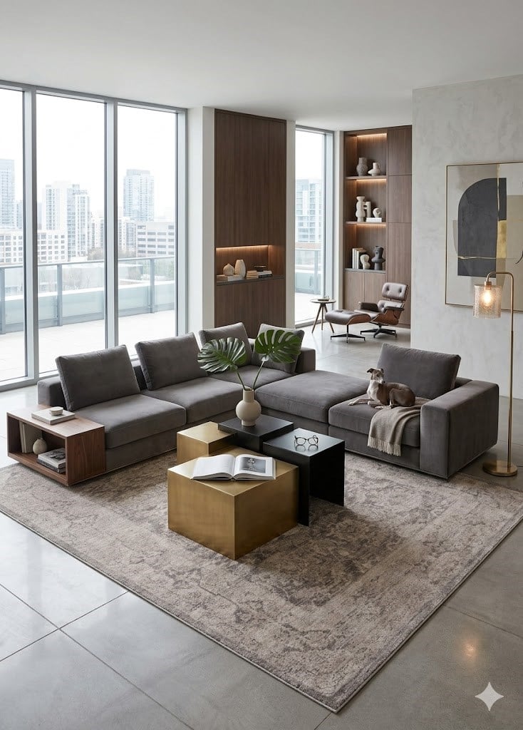 Asır Serisi Gri Vintage Eskitme Desenli Modern Yumuşak Dokulu Makine Halısı Halısı SHR01 Grey