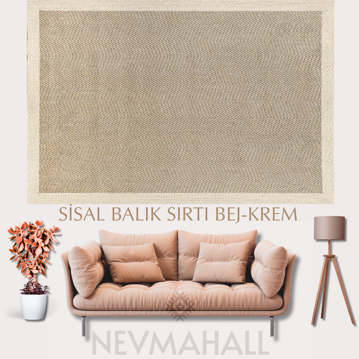 Balık Sırtı Krem-Bej Yumuşak Sisal
