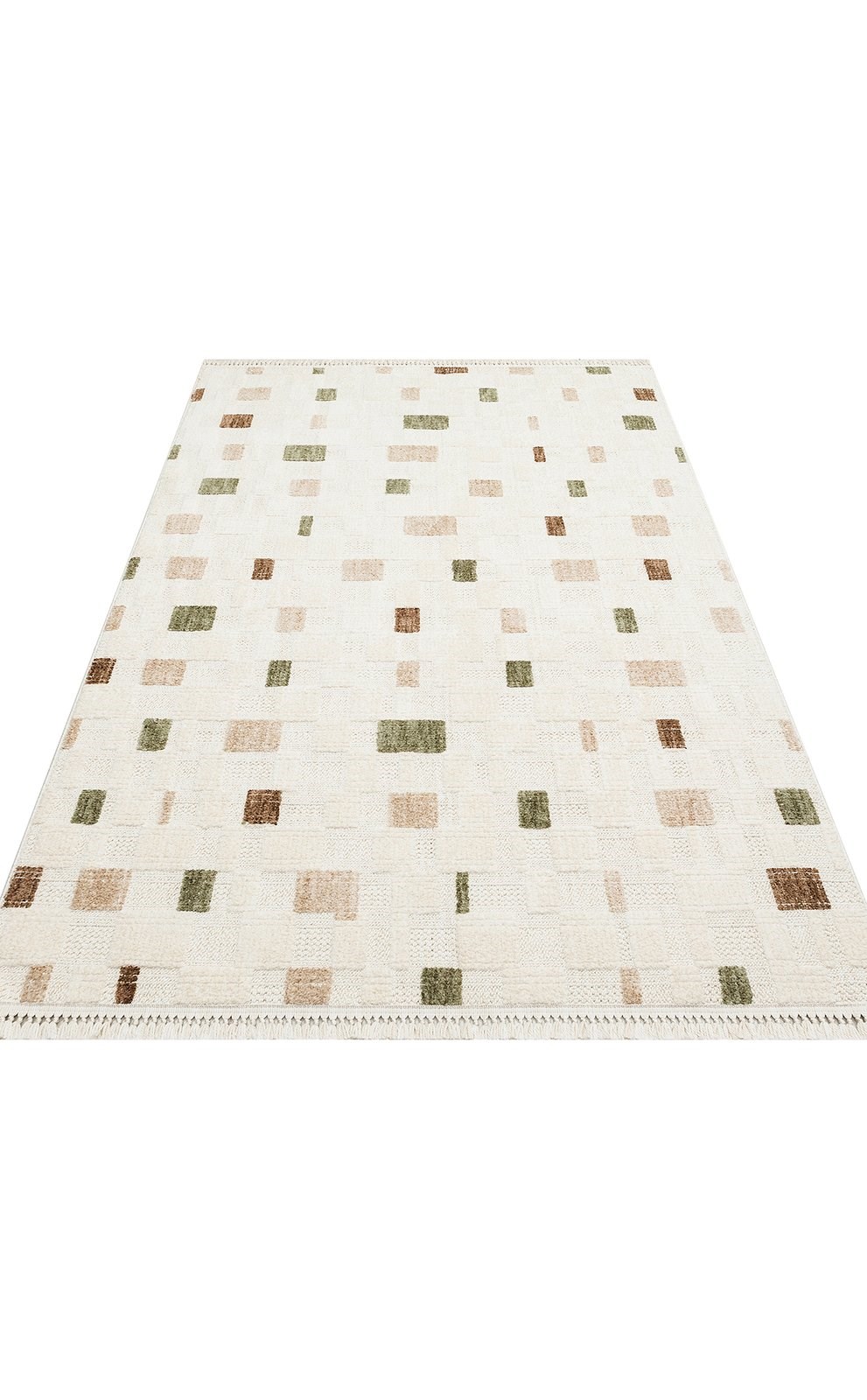Bukle Dokuma Antialerjik Toz Çıkarmaz Yumuşak Dokulu Salon Halısı Joy Serisi Yeşil Bej JOY-02-GREEN-BEIGE