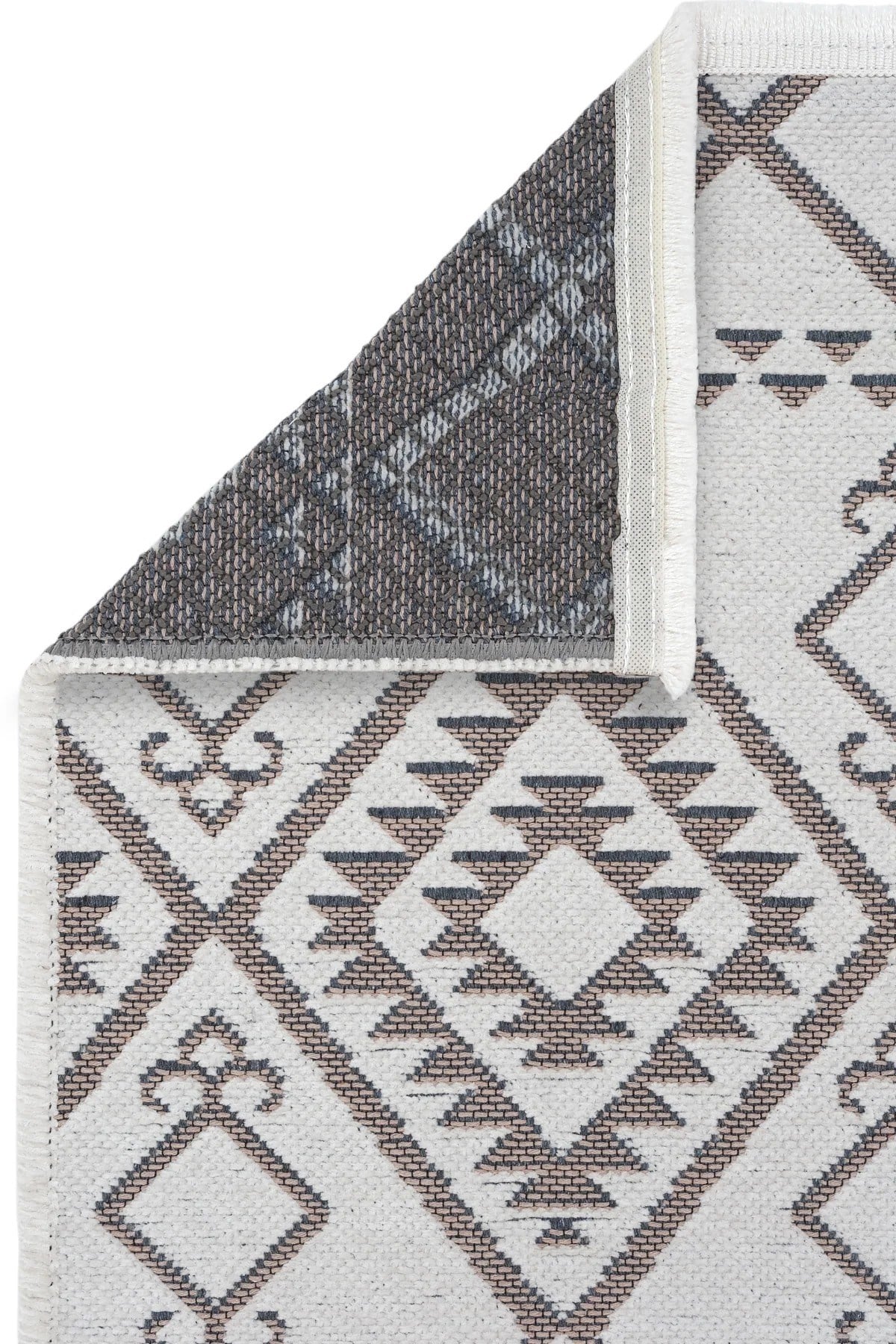 GarMakinede Yıkanabilir Kaymaz Taban Antialerjik İskandinav Desenli Kilim Serisi Garden Krem