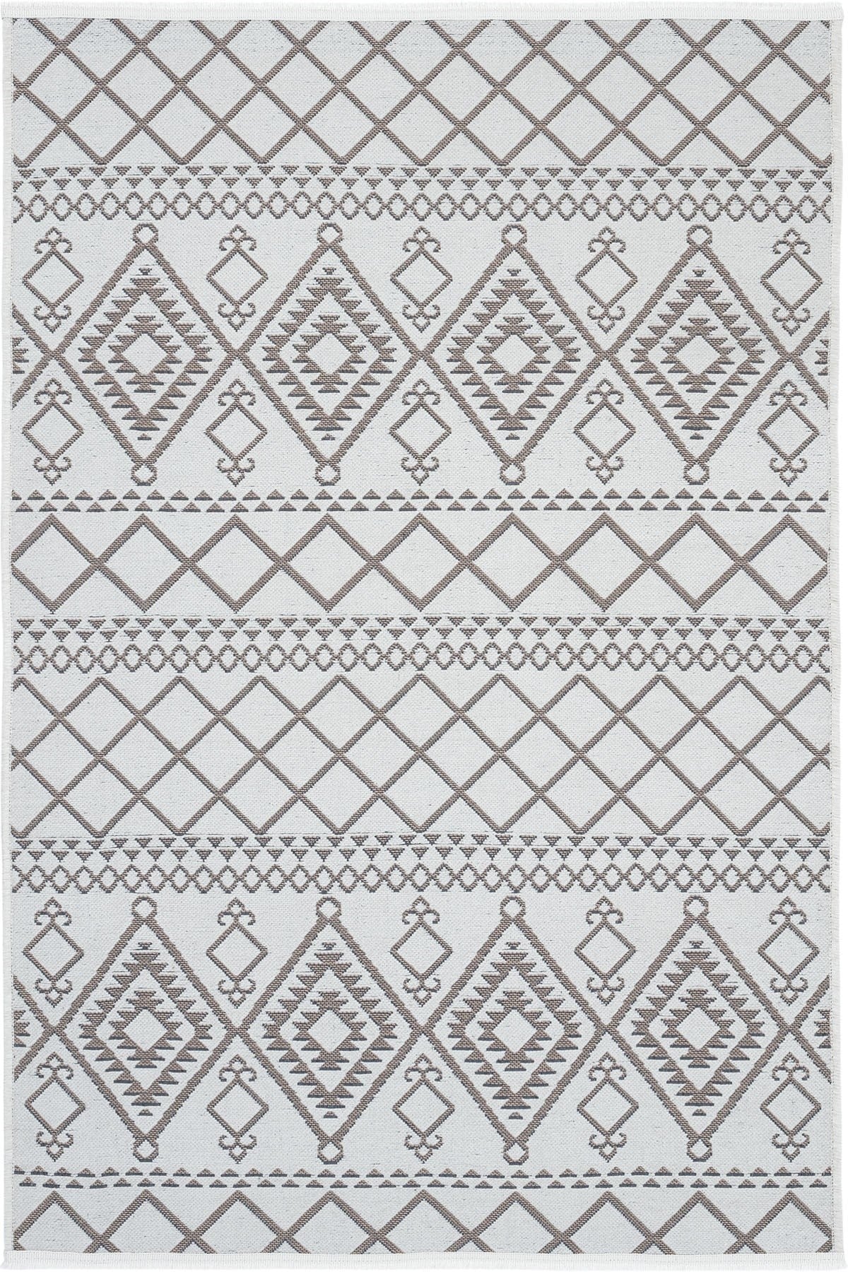 GarMakinede Yıkanabilir Kaymaz Taban Antialerjik İskandinav Desenli Kilim Serisi Garden Krem