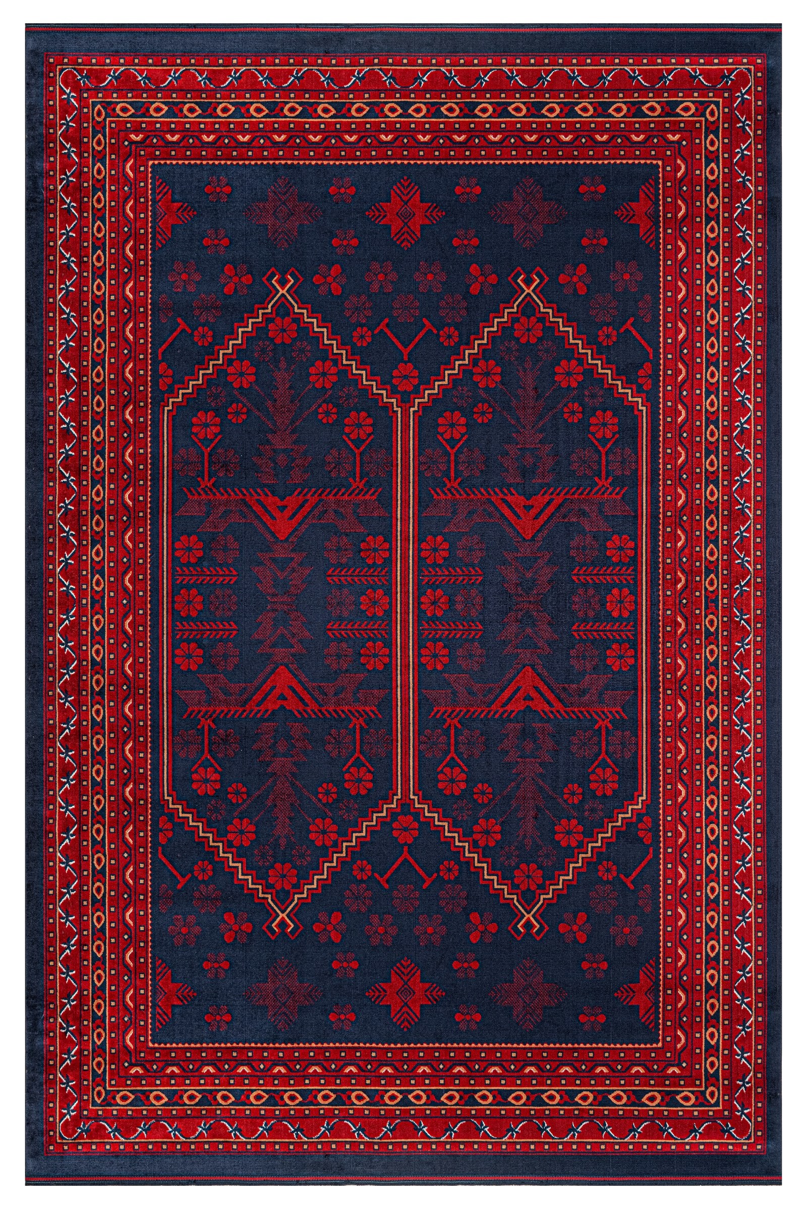 Kendinden Saçaklı Miras 01 Orjinal Modern Renkli Afgan Halısı