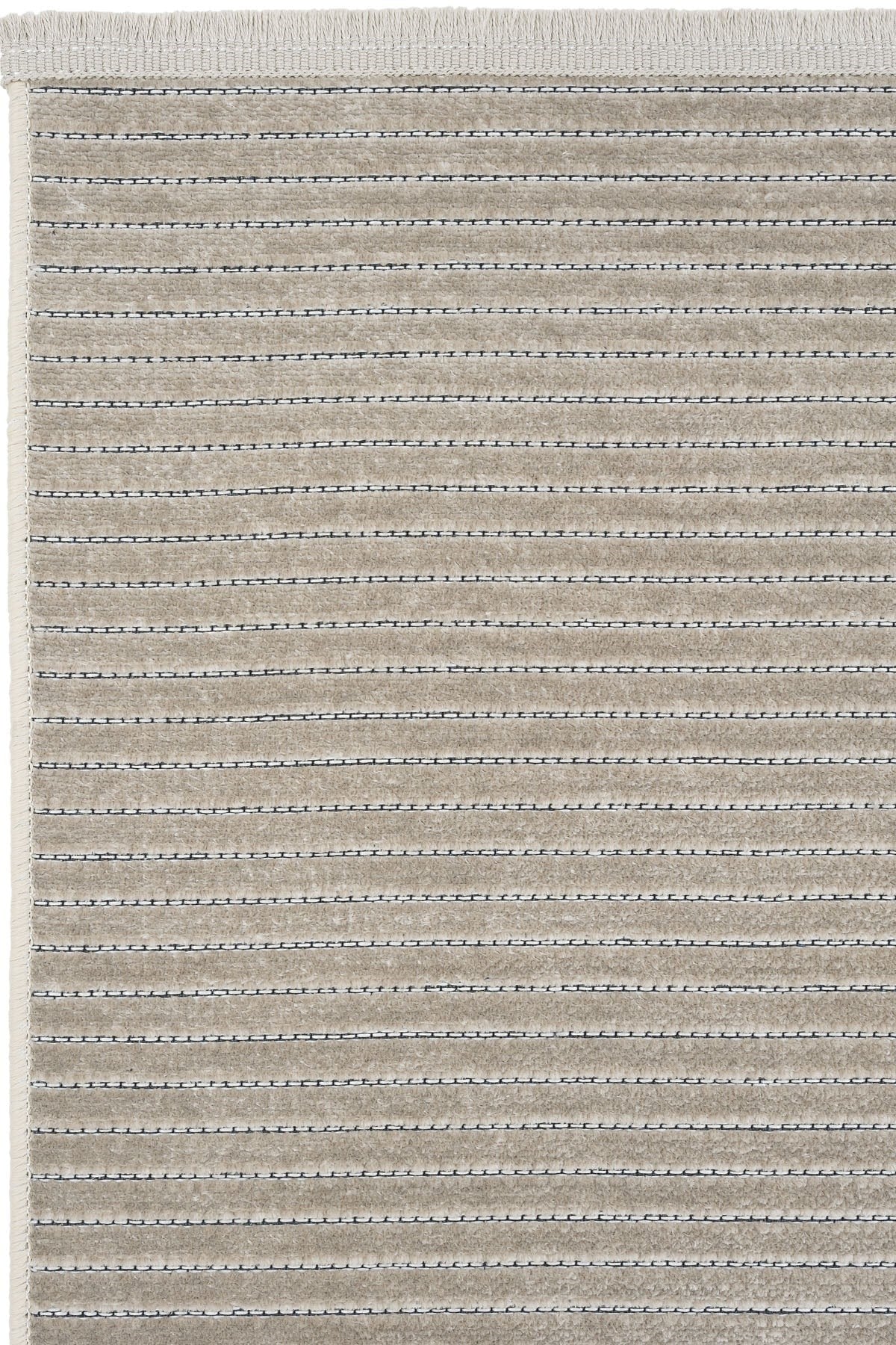 Makinede Yıkanabilir Kaymaz Taban Antialerjik Kilim Serisi Çizgi Bej