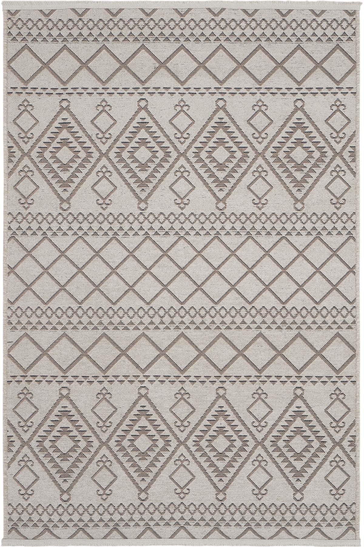 Makinede Yıkanabilir Kaymaz Taban Antialerjik İskandinav Desenli Kilim Serisi Garden Vizon
