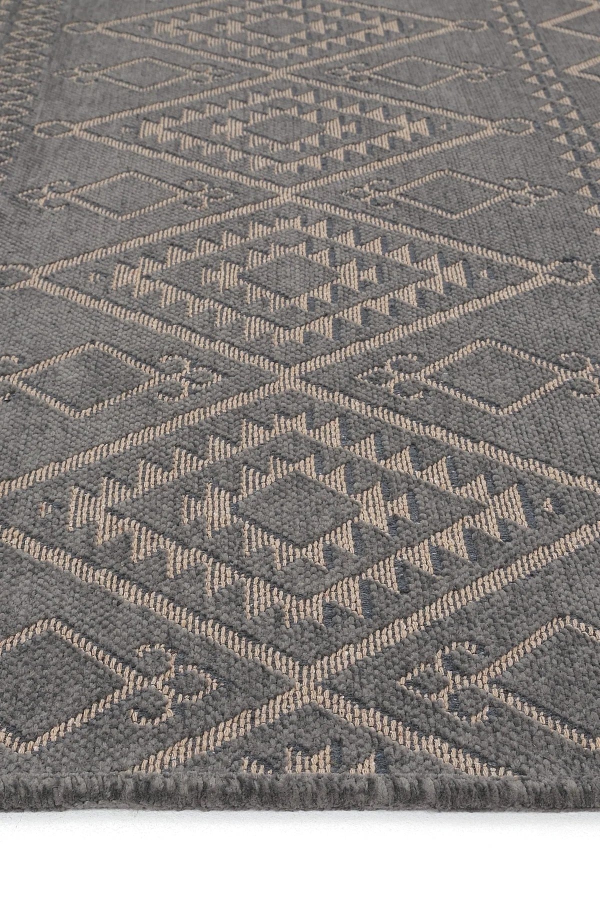 Makinede Yıkanabilir Kaymaz Taban Antialerjik İskandinav Desenli Kilim Serisi Garden Antrasit
