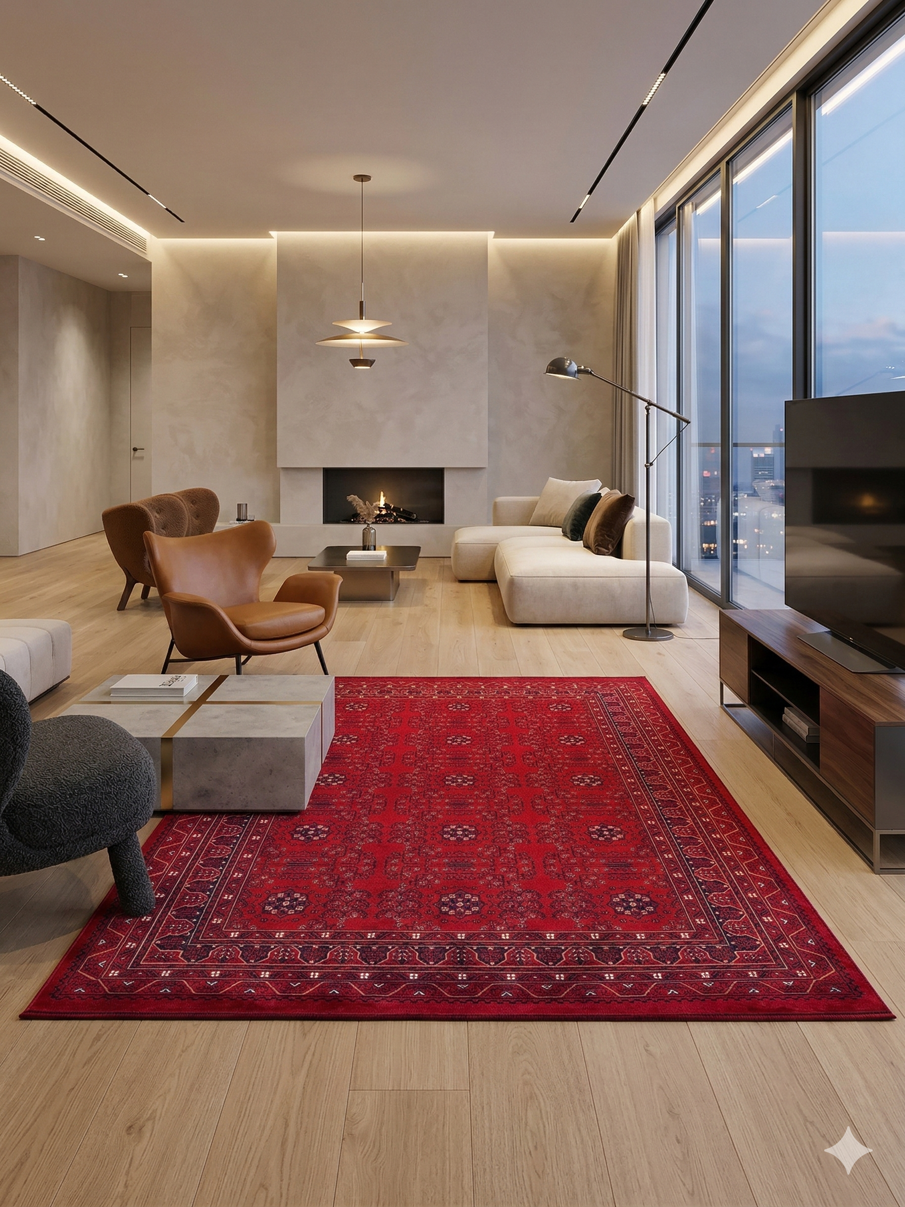 Miras 02 Orjinal Klasik Desenli Kırmızı Afgan Halısı