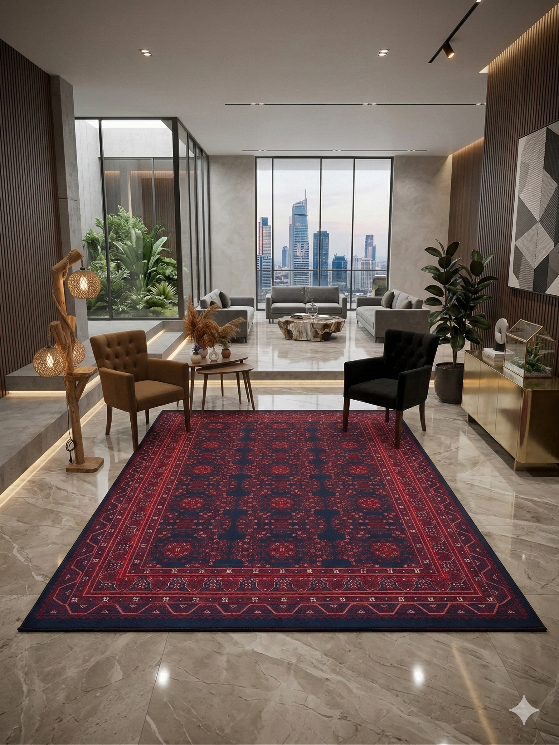 Miras 04 Orjinal Kırmızı ve Bordo Detaylı Afgan Halısı