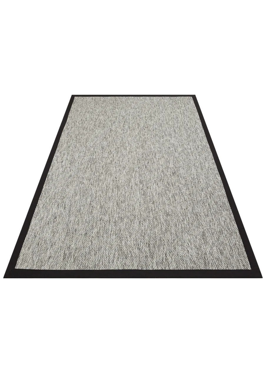 Modern Tasarımlı  Sisal Balık Sırtı Gri Dokuma Siyah Kumaş Bordür Halı vnt 2704