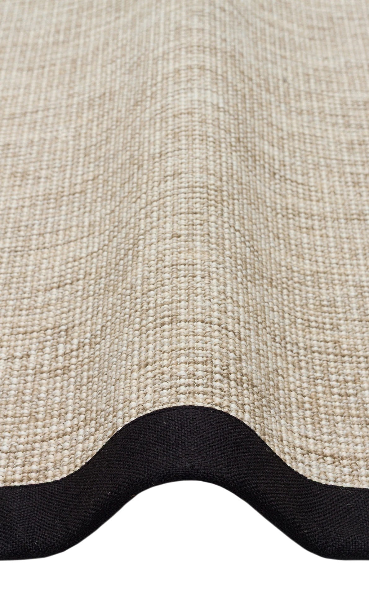 Modern Tasarımlı  Sisal Bej Dokuma Siyah Kumaş Bordür Halı vnt 2703