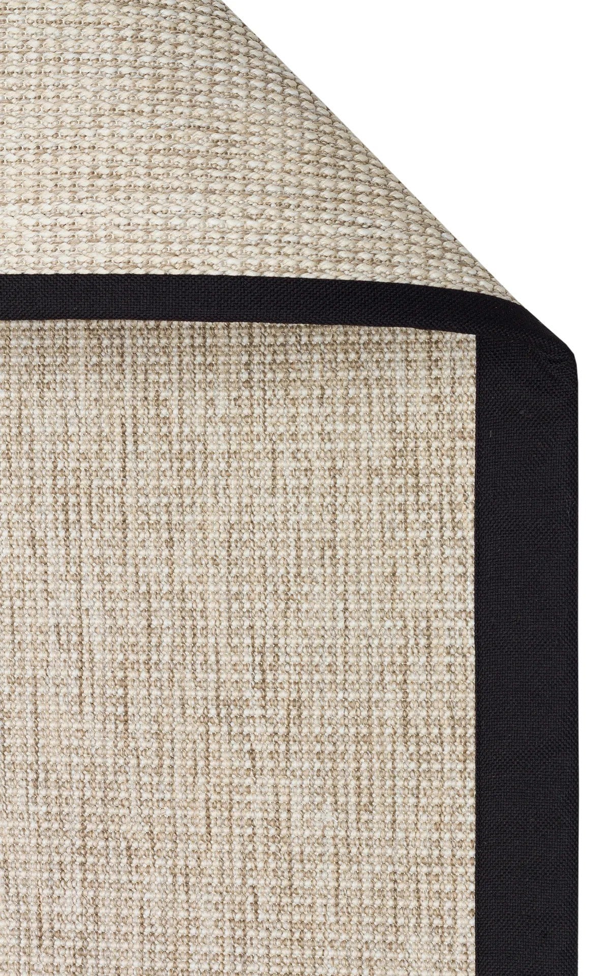 Modern Tasarımlı  Sisal Bej Dokuma Siyah Kumaş Bordür Halı vnt 2703