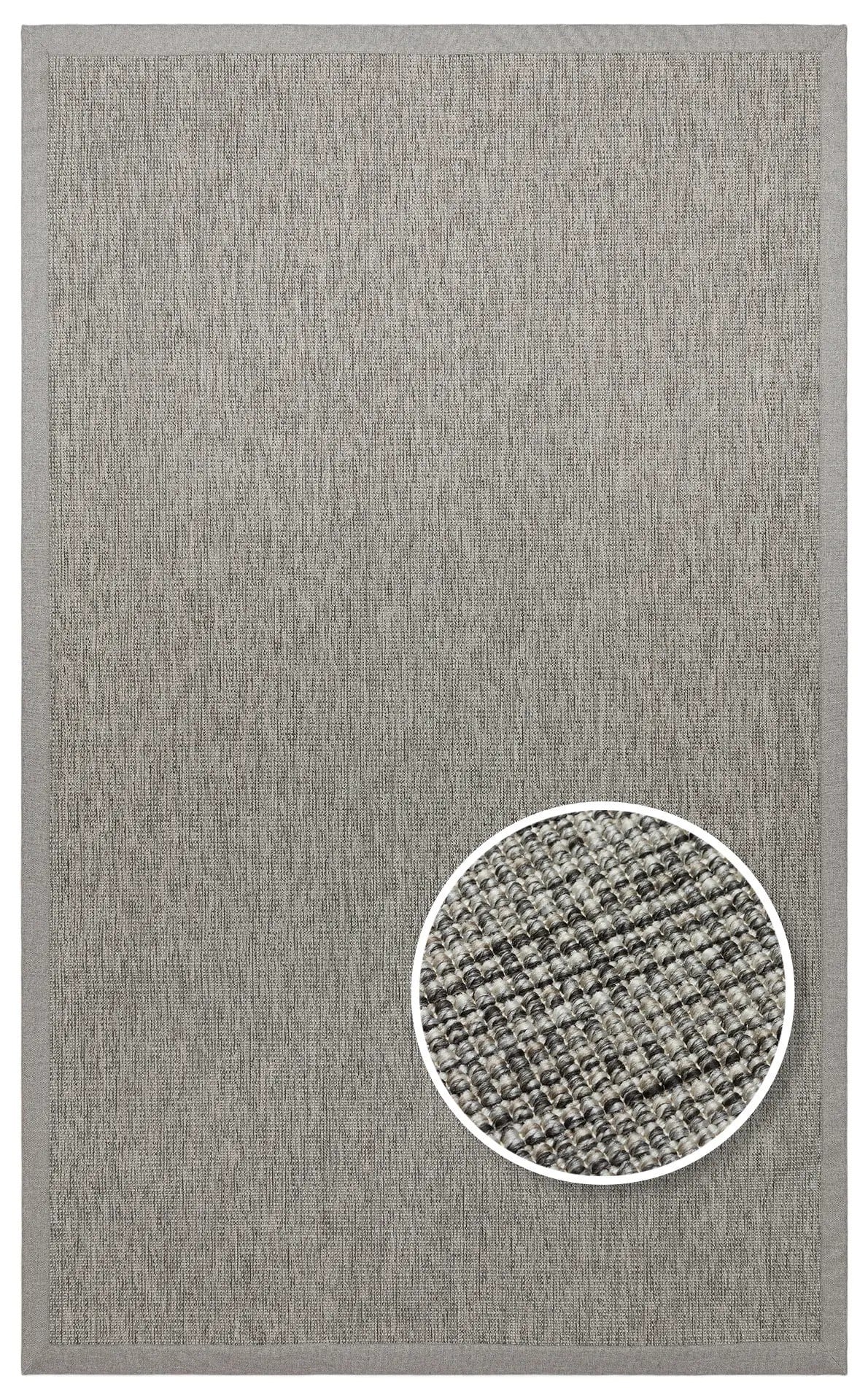 Modern Tasarımlı  Sisal Gri Dokuma Gri Kumaş Bordür Halı vnt 2705