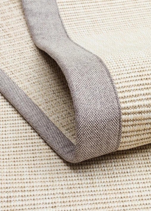 Modern Tasarımlı  Sisal Krem Dokuma Gri Kumaş Bordür Halı vnt 2706