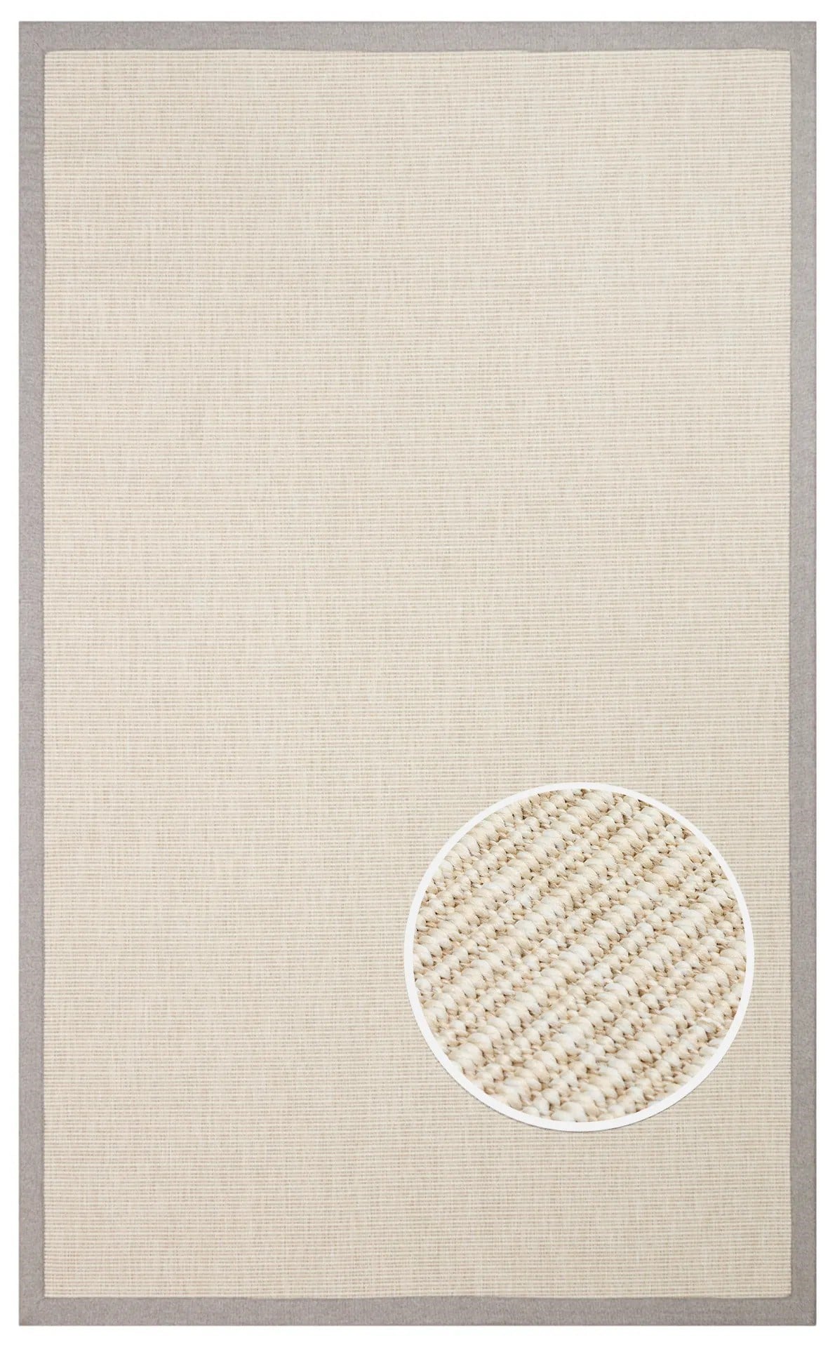Modern Tasarımlı  Sisal Krem Dokuma Gri Kumaş Bordür Halı vnt 2706
