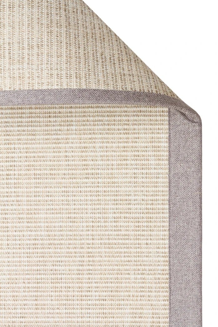 Modern Tasarımlı  Sisal Krem Dokuma Gri Kumaş Bordür Halı vnt 2706