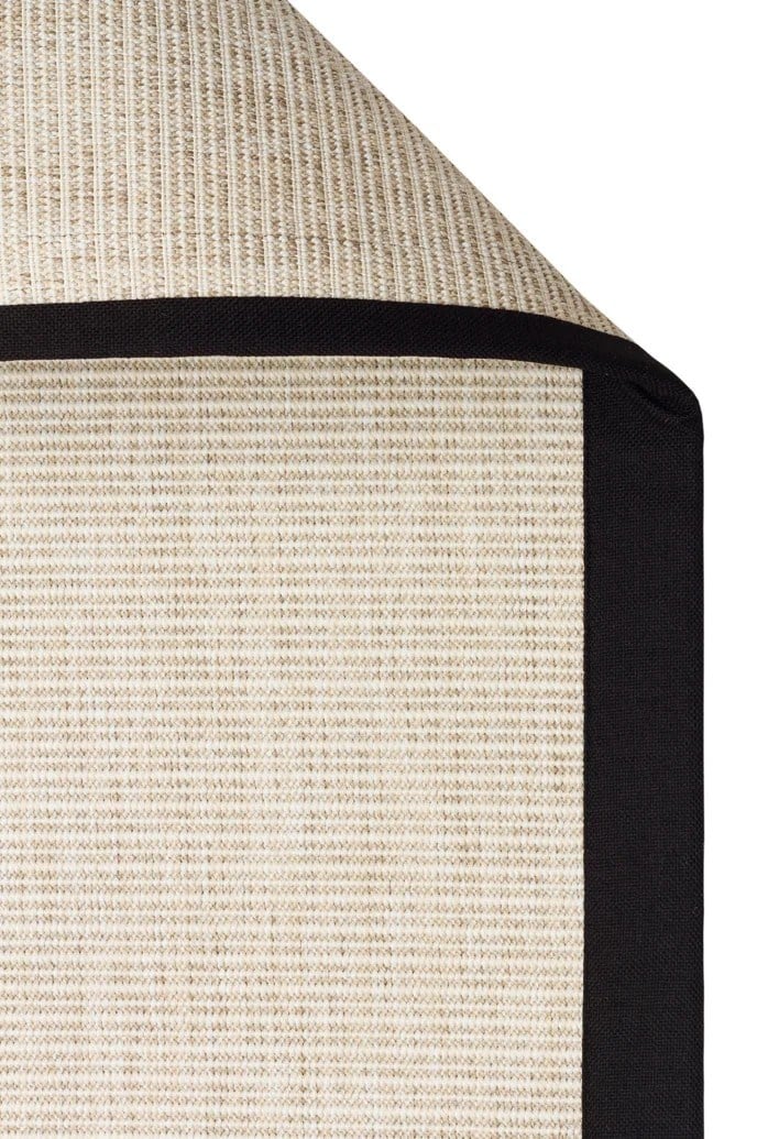 Modern Tasarımlı  Sisal Krem Dokuma Siyah Kumaş Bordür Halı vnt 2706