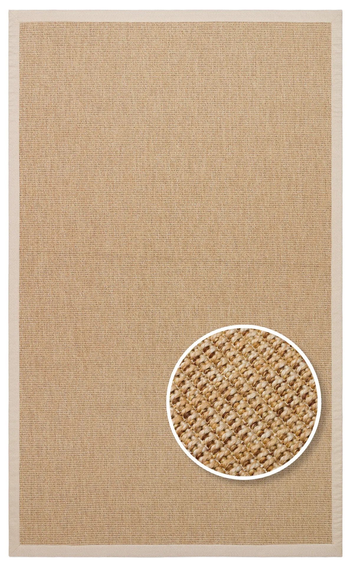 Modern Tasarımlı  Sisal Natural Dokuma Bej Kumaş Bordür Halı vnt 2702