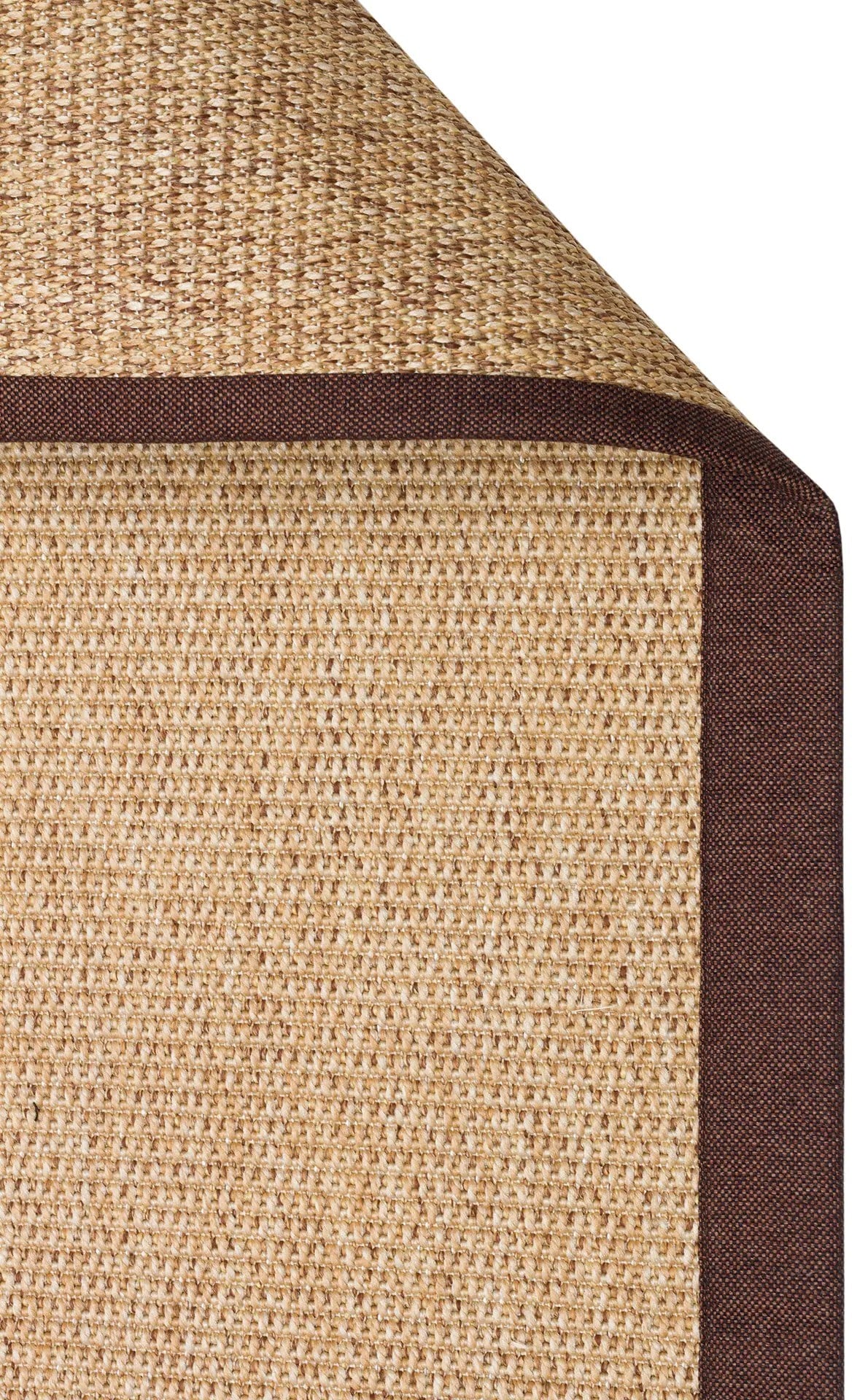 Modern Tasarımlı  Sisal Natural Dokuma Kahve Kumaş Bordür Halı vnt 2702